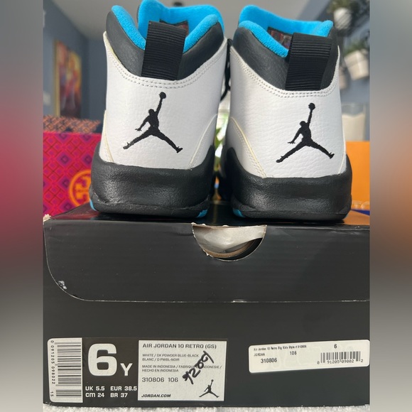 Jordan Retro 10s, Brand New in Box, sz. 6 youth (7.5-8 women) black, white, blue - Picture 3 of 6